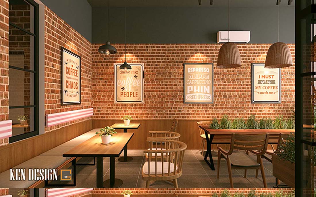 Decor quán cafe khu vực phục vụ khách hàng